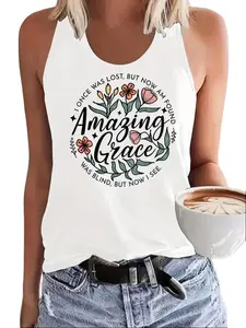 "Amazing Grace" Floral Christian Inspirational Tank Top