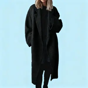 Winter Cross Border Women's Multi Color Multi Size Woolen Long Trench Coat Womenswear Jackets Tops Outerwear Bridal Basic Black Casual Minimalist