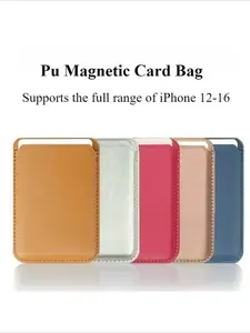 Magnetic Card Holder Case for IPhone 16 15 14 13 12 Leather Magnet Back Cover with Card Sleeve Pocket for Men and Women