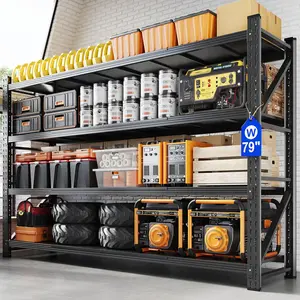 Yizosh 79" W Metal Garage Storage Shelves,Heavy Duty Adjustable Steel Organization Shelving,Utility Rack Shelf,48" W x 24" D x 69" H for Basement,Warehouse,Industrial