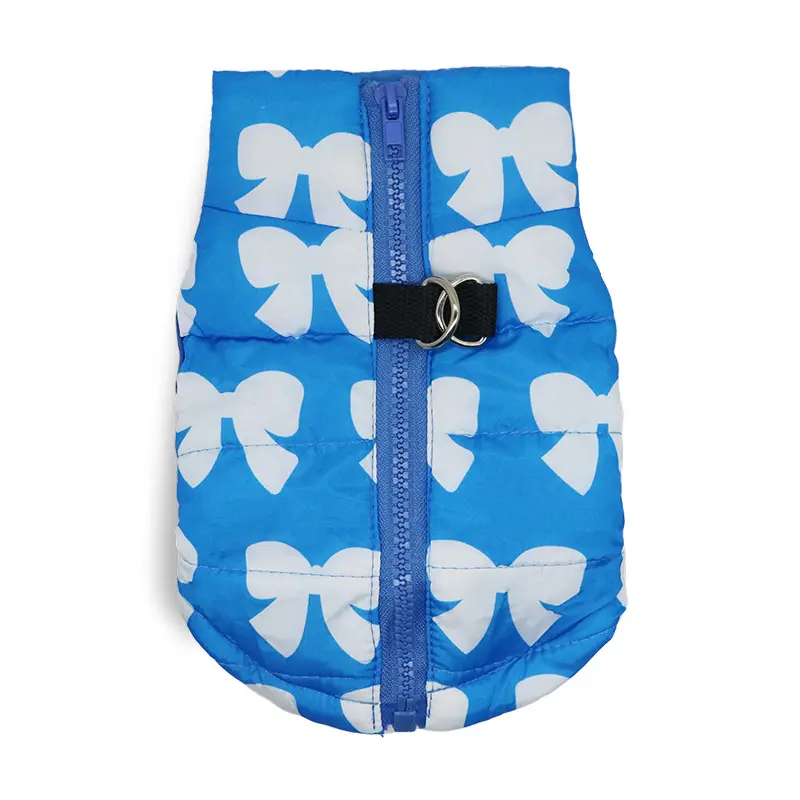 Warm Winter Zip-Up Pet Vest, Thickened Padded Coat with Bowknot Design, Soft Fleece Lined Dog & Cat Jacket for Cold Weather