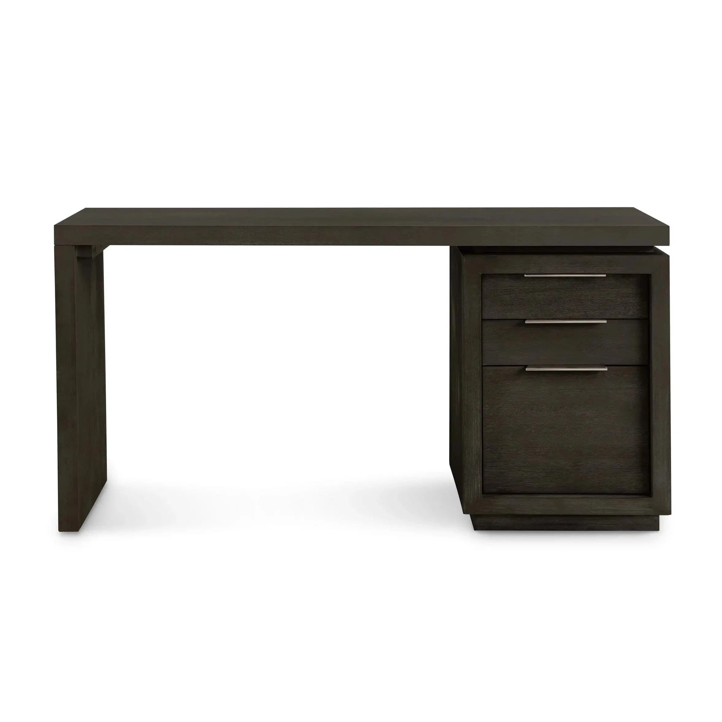 Industrial Office Desk - Solstice Modern 3-Drawer Acacia Wood Computer Desk, 60w x 22d x 30h, English Dovetail Joinery, Full-Extension Ball Bearings Glides, Filing Cabinet Drawer