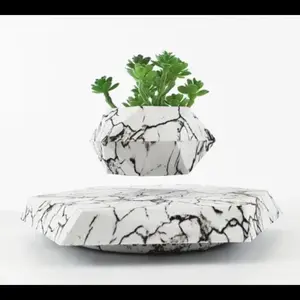 Levitating Plant Pot Marble Color Floating Planter Magnetic Levitation Bonsai Pot for Home and Office Decoration - Kids Birthday Gift