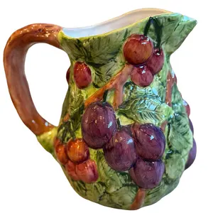 Vintage Grape Cluster Ceramic Pitcher