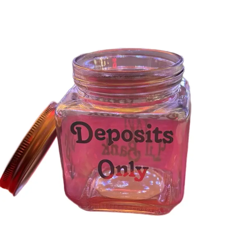 Glass Piggy Bank for Kids - Decorative Money Jar