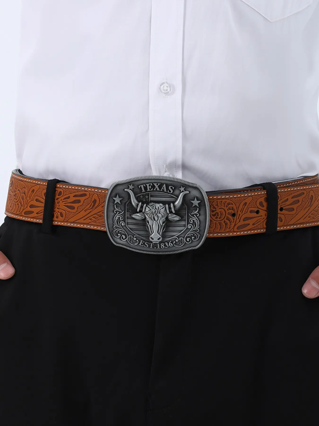 Men Women Western Style Animal Print Belt Buckle, Smooth Flat Design, All-Season Accessory, Unique Cowboy Fashion, Casual Waist Belt