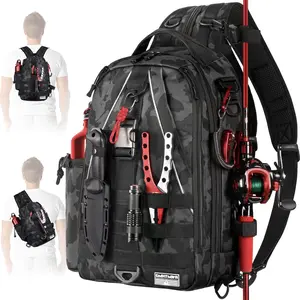 Fishing Backpack Tackle Sling Bag-Backpack with Rod Holder- Lightweight Tackle Box Fly Fishing Gifts  Men Women