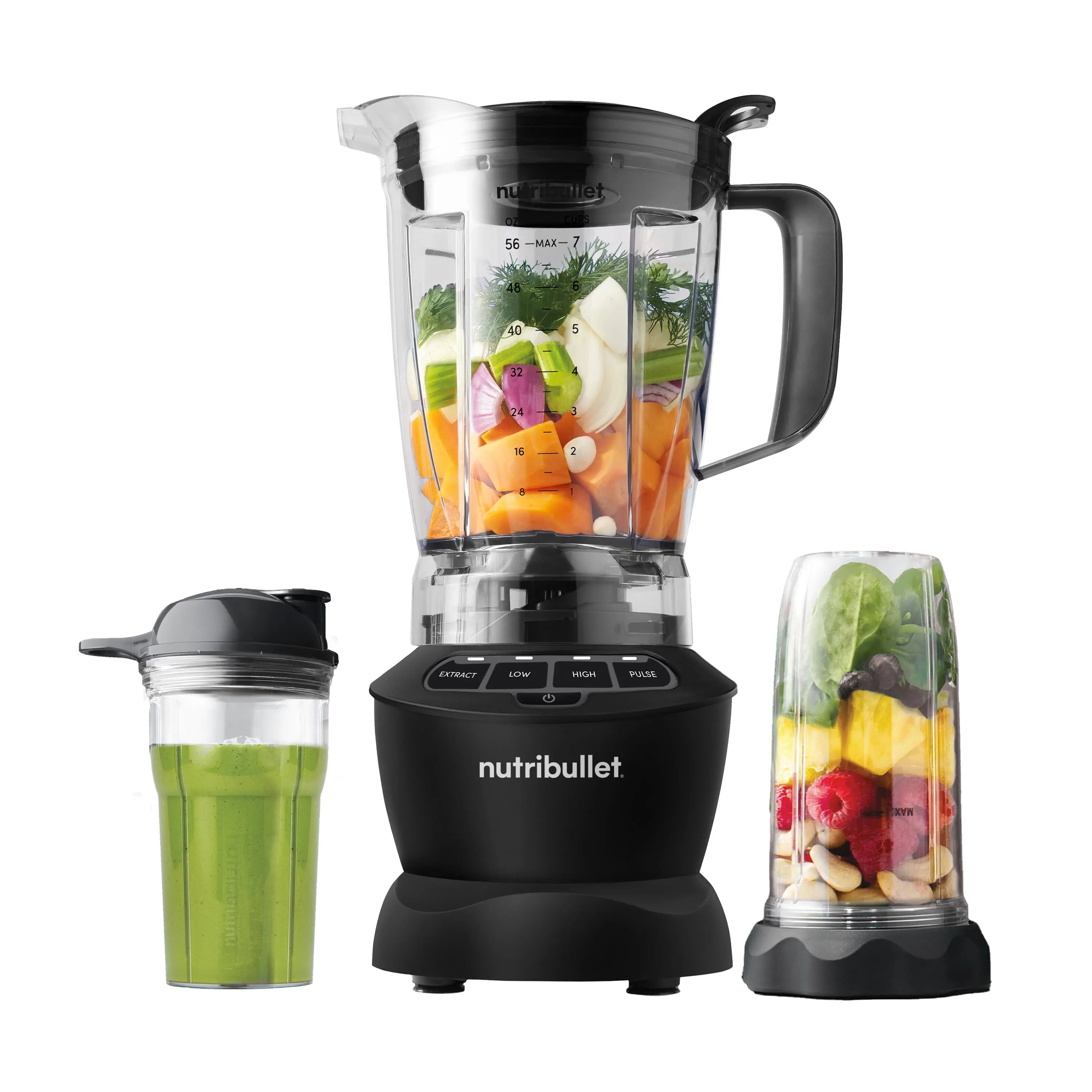 nutribullet 1000W Jug Blender Combo, NBF10500AK Matte Black, with Serve Cups