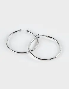 DO EVERYTHING IN LOVE 14K White Gold Dipped Pin Catch Hoop Earrings