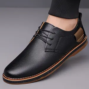 Men'S Fashion Street Style Dress Shoes, Solid Color Microfiber Synthetic Upper, Round Toe, Rubber Sole, Lining & Insole, Low Top Lace-Up for Daily & Casual Wear - Spring/Fall Season Boy Footwear