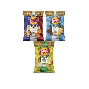 Lays Bundle of 3 - French Onion Soup, Argentinian Style Steak, & Brazilian Garlic Sauce - 200g per Bag