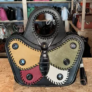 Black multicolored butterfly women’s handbag