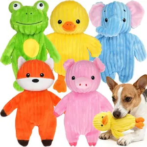 Prime Pets Dog Toys, 5 Pack, Plush Dog Squeaky Toys, No Stuffing Bodies, Crinkle Animals Pet Toy for Small Medium Large Dogs, Puppy Chew Toy to Keep Them Busy