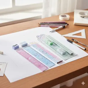 Back to School Essentials Kit: Ins-Style Study Tools Set with Pencils, Eraser, Sharpener & Ruler. Non-Slip Grip, Portable Case, Multi-Color Options. Safe & Non-Toxic for Exams & Class.