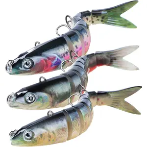 Fishing Lures 8 Segment Realistic Swimbait with 3D Eyes Vibrating Actions,Smooth Lifelike Swimming for More Bites,Reinforced Fiber Joint,Durable Unbreakable Fishing Lure for Various Fish