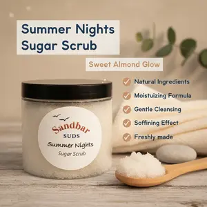 Sandbar SUDS Classic Sugar Body Scrub - 8oz | Natural Sweet Almond Oil Exfoliator | Deep Hydration for Dry Skin | Smooth Skin Body Polish | Phthalate-Free Fragrance | Made in USA | Handcrafted Skincare