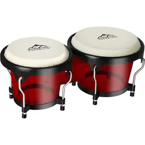 Bongo Drums 6 and 7 Set for  Adults Beginners Professionals Transparent Cavity and Metal Bongos Drum Percussion Instruments with Tuning Wrench (Red 6+7 Bongos)