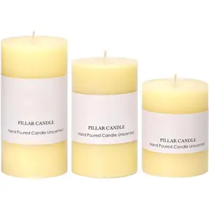 Pillar Candles Set of 3 - Hand-Poured Unscented Candles, 4", 5", 6"  Decorative Candles for , Set of 3 in Different Sizes