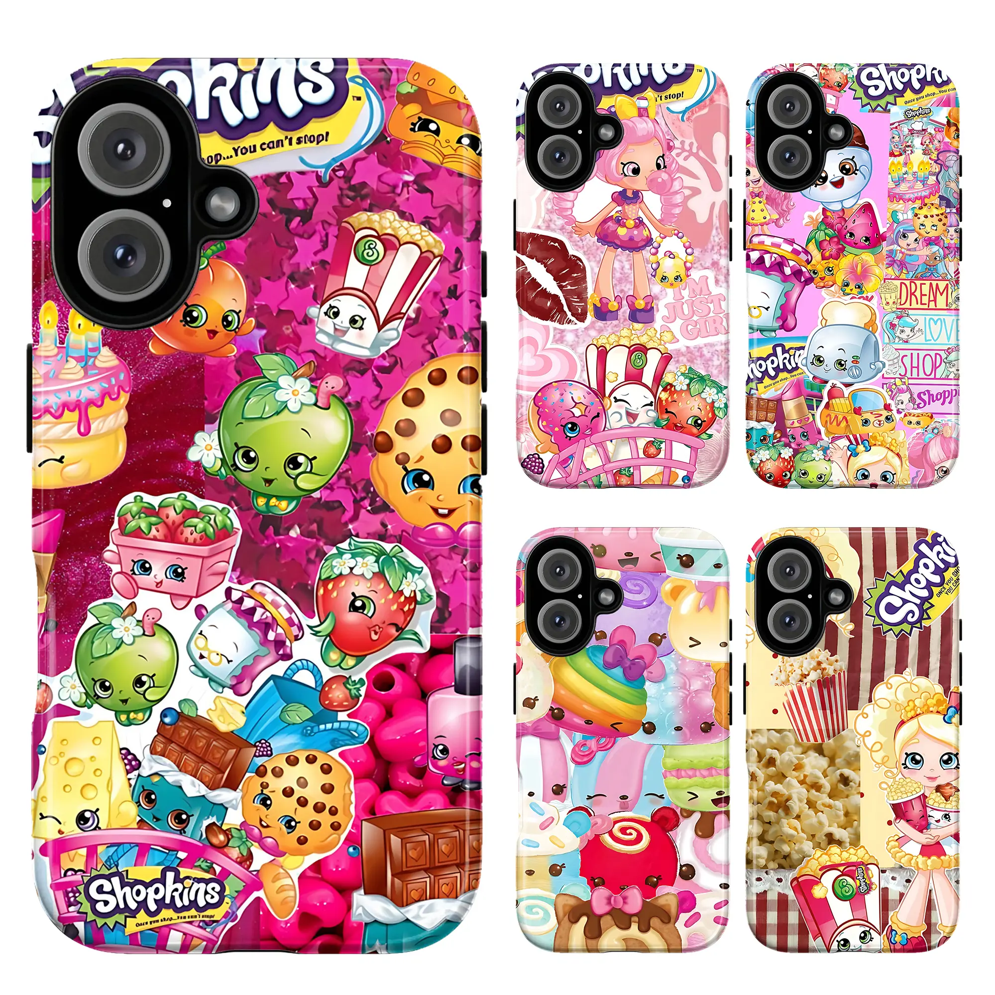 Shopkins Phone Case – Cute Kawaii Cartoon Aesthetic Cover, Colorful Candy Dessert Food Characters, Childhood Nostalgia Fun Design Phonecase for iPhone 17 16 15 14 13 Pro Max & Samsung Galaxy S25 S24 S23, Gift for Girls & Women