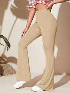 Spring New Women's Casual Knit Sport Pants, High Waist Yoga Leggings, Drop Crotch Bell Bottoms, Comfortable and Stylish