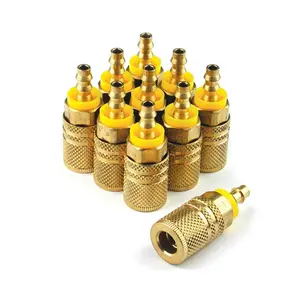212 MAIN Primefit XIC1414PB6-B10B Extreme Performance Series 6-Ball Brass Coupler, 0.25x0.25" Push-On Type Hose Barb, High Flow, Strong Grip Industrial Component