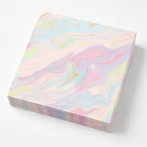 Pastel Marble Beverage Napkins - 5 in.