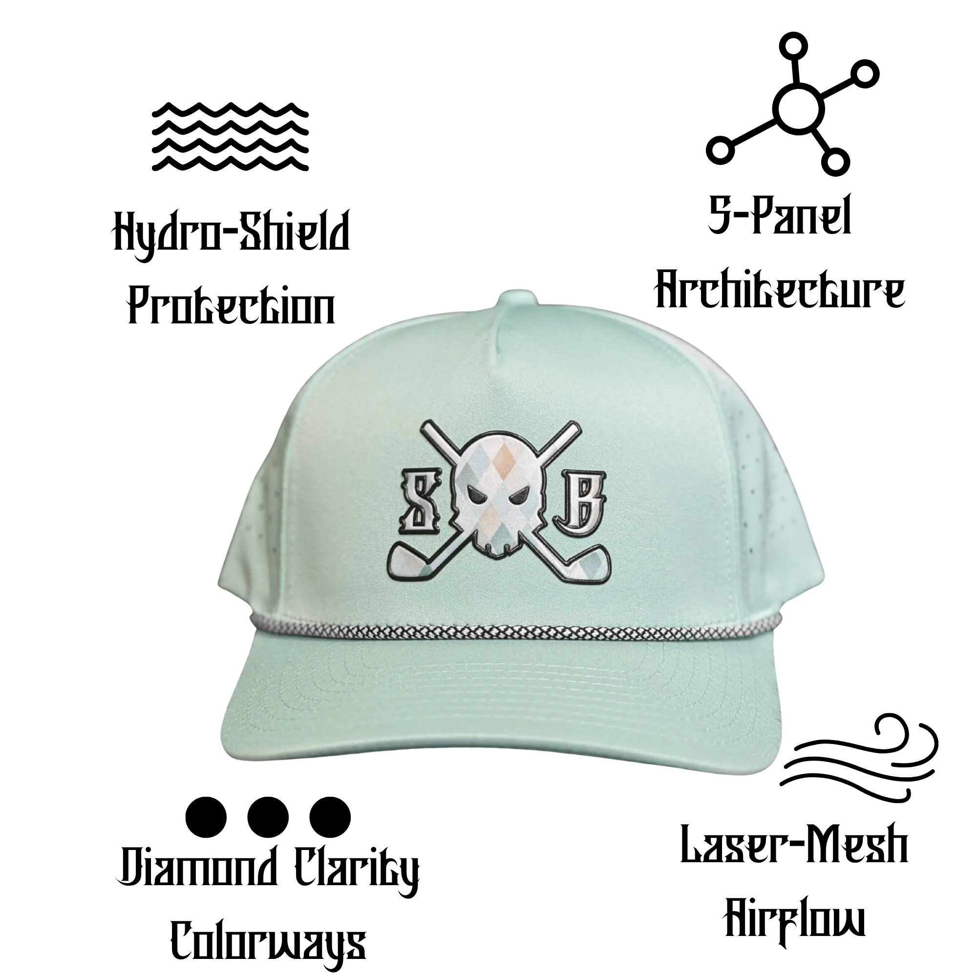 Diamond Clarity Sweat-Proof Golf Rope Hat
