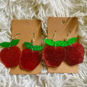 Teacher apple hook earrings gift red