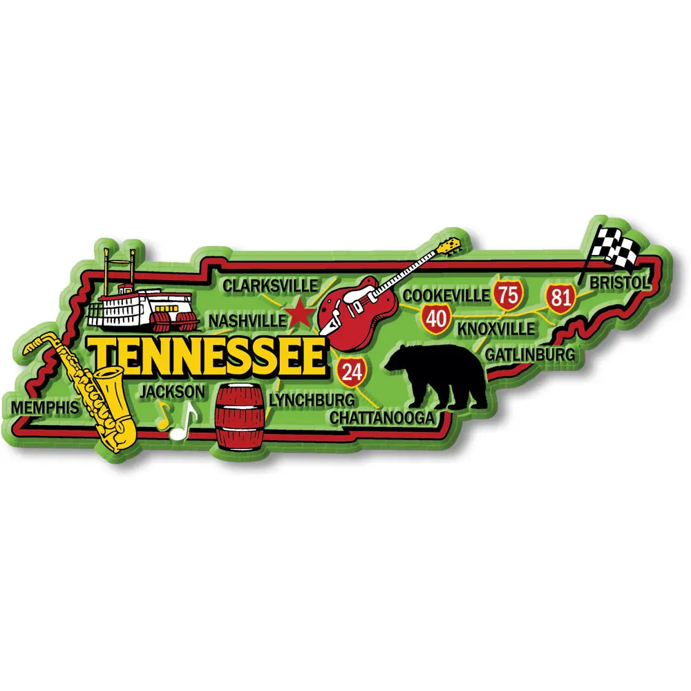 Tennessee Colorful State Magnet by Classic Magnets, 5.1" x 1.9"