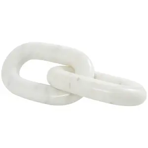 Chain White Marble Handmade Geometric 2 Link Decorative Sculpture