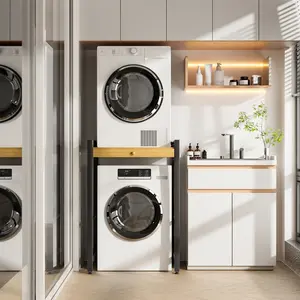 Over The Washer Storage Shelf, Washing Machine Storage Utility Rack with Countertop, Height Adjustable Washing Machine Storage Stand