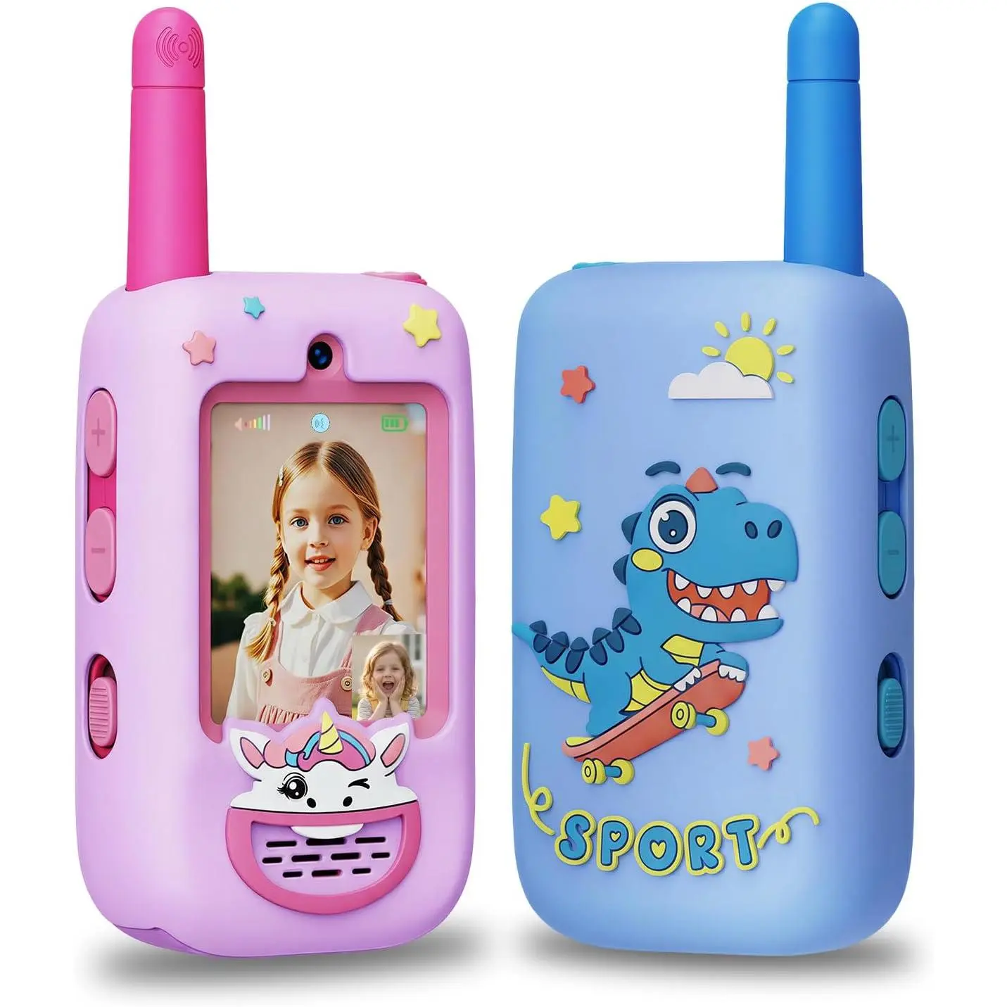 Video Walkie Talkies for Kids, 2 Pack with HD Camera, Long Range Two Way Radio with 4 Voice Effects, Christmas Birthday Gifts for Boys and Girls 3-9 Year Olds
