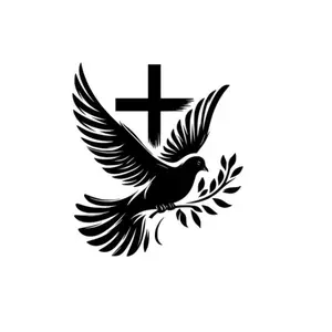 Peaceful Dove with Olive Branch and Cross Color Vinyl Car Sticker - Colorful Vinyl Decor for 1.7" to 14" Vehicles, Durable Material Automobile Decals