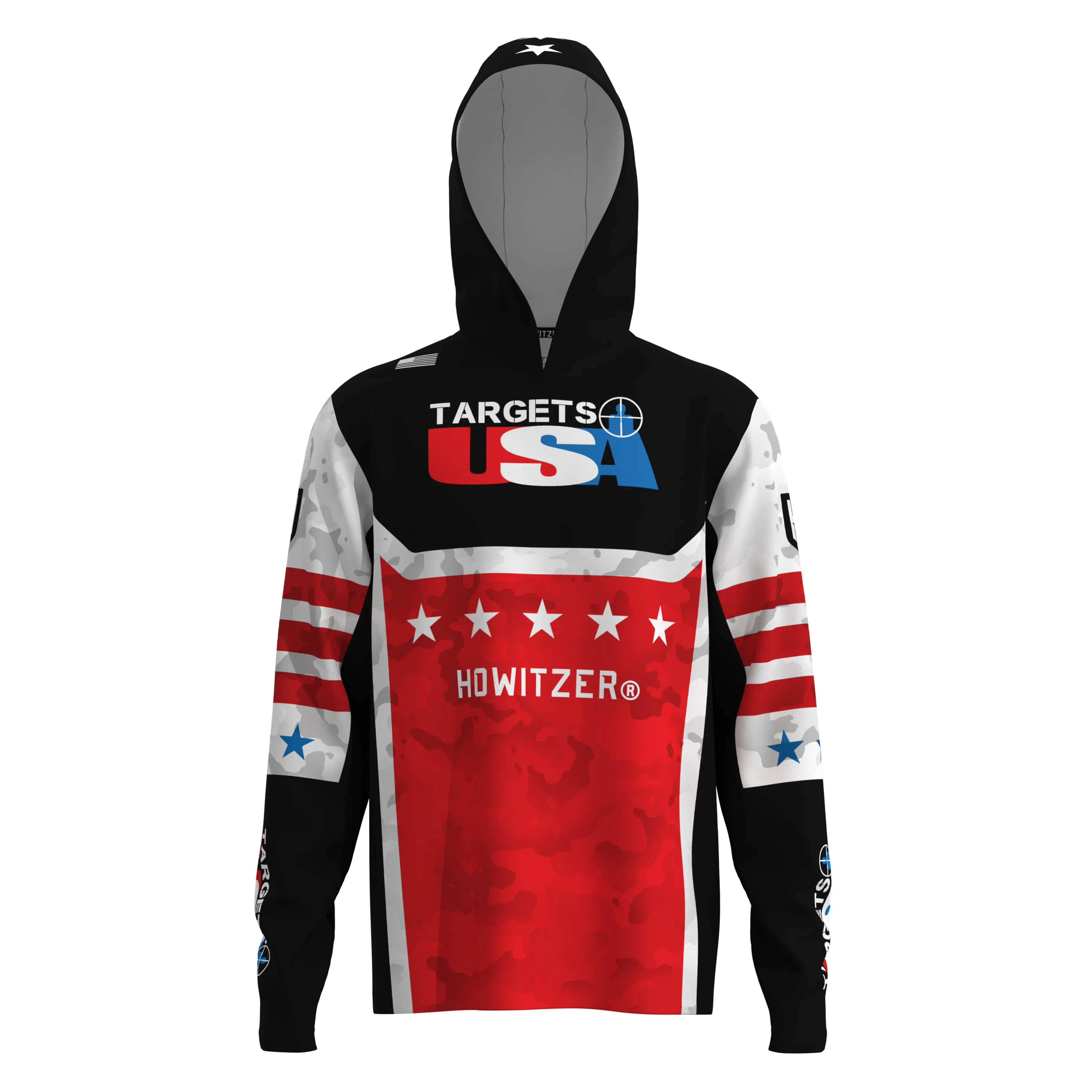 Howitzer Clothing Men's Fitted Stretch Mesh Performance Hoodie, USA-Targeted Activewear, Machine Washable, Sports, Polyester, H3, Pull On, Quick Drying, Upf+ Sun Protection Hood, Normal Type