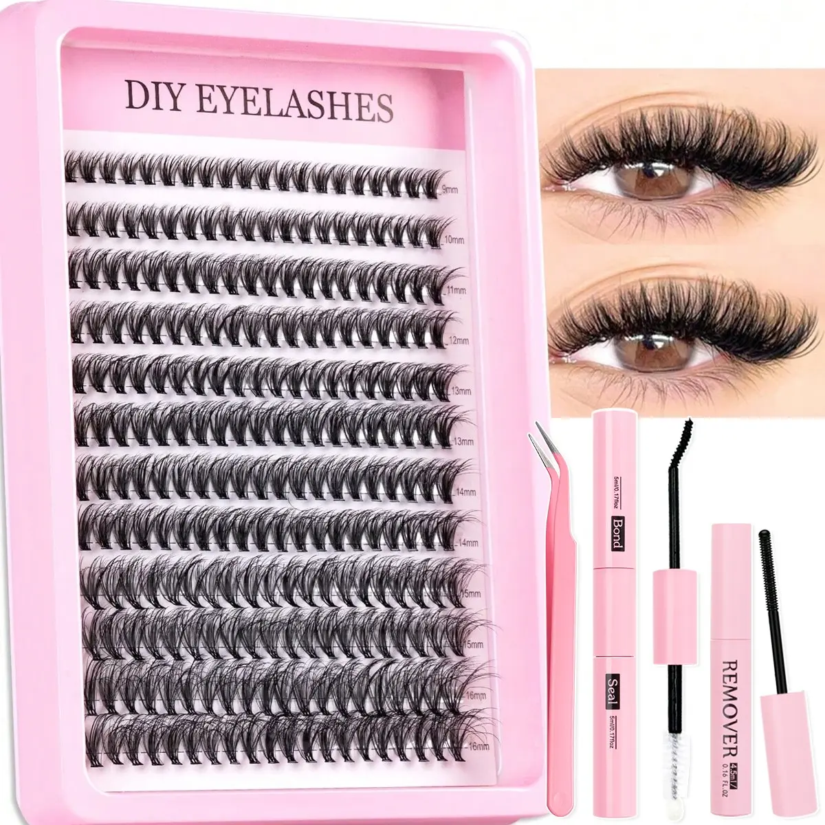 240 Pcs Mixed Length C/d Curl DIY False Eyelashes, Eyelashes Set, Natural Look, Easy Application, Perfect for Big Eye Makeup Effect