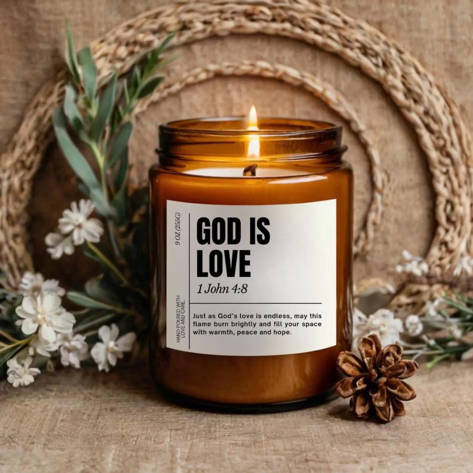 God is love, Cristian Candles, Blible verse candle, christmas candle, holiday candles, holiday gift ideas