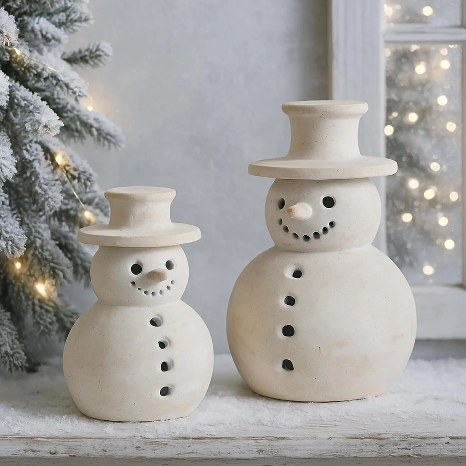 Vintage Terracotta Snowman Figurine Ornament - Rustic Resin Standing Decoration Stand, Winter Christmas Decor for Home Table Shelf, Table Centerpiece, Ideal Festive Gift for Family & Friends