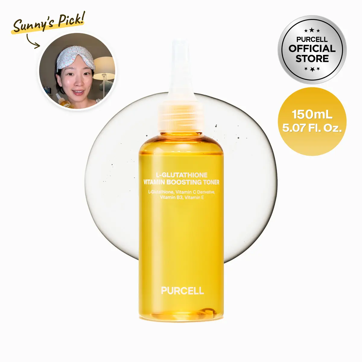 [@sunnyfromsunnybread's Pick] [PURCELL Official Shop] L-Glutathione Vitamin Boosting Serum Toner ｜Glutathione, 2% Niacinamide, Vitamin C, 1% PHA ｜Dark Spots, Hyperpigmentation, Gentle Exfoliation & Even Skin Tone ｜ Face & Body Serum Toner