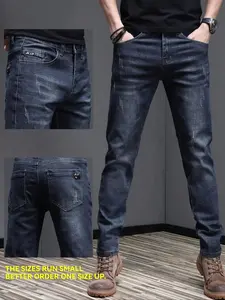 Men's Denim Pants Slim Fit Casual Comfy Jeans Daily Wear Fashion Bottoms All Seasons 2026 Breathable Soft Lightweight Trendy Streetwear Work Outdoor Hip Hop