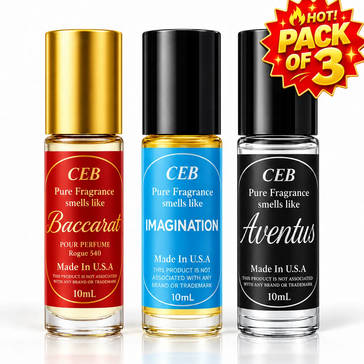 3-Pack Signature Roll-On Scent Oils – Long Lasting Alcohol-Free (10ml Each) Aromatic Citrus Woody Aromatic Citrusy Fragrance