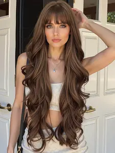 Women's Synthetic Hair Wig, Synthetic Wigs, Fluffy Texture, Durable Fiber Material, Rose Net Cap, Easy Daily Wear, Suitable for All Skin Colors