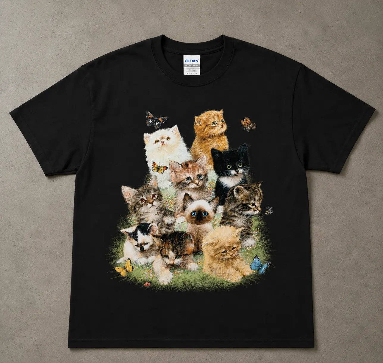 The Aristocats Inspired Cute Kitten Family Tshirt Sweatshirt Hoodie, Vintage Cat Graphic Tee, Adorable Fluffy Kittens Butterfly Garden Shirt, Retro Animal Lover Gift, Cottagecore Cat Mom Casual Outfit