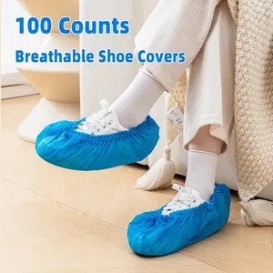 100 counts Pack Disposable Thickened  Shoe Covers,Home Indoor Non-slip Anti-dirty Foot Cover, Breathable Foot Covers for Shoes Protective Footwear, Household Items