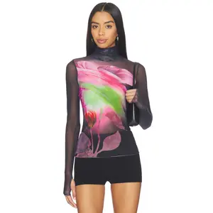 AFRM Zadie Top in Pink Peony Blur