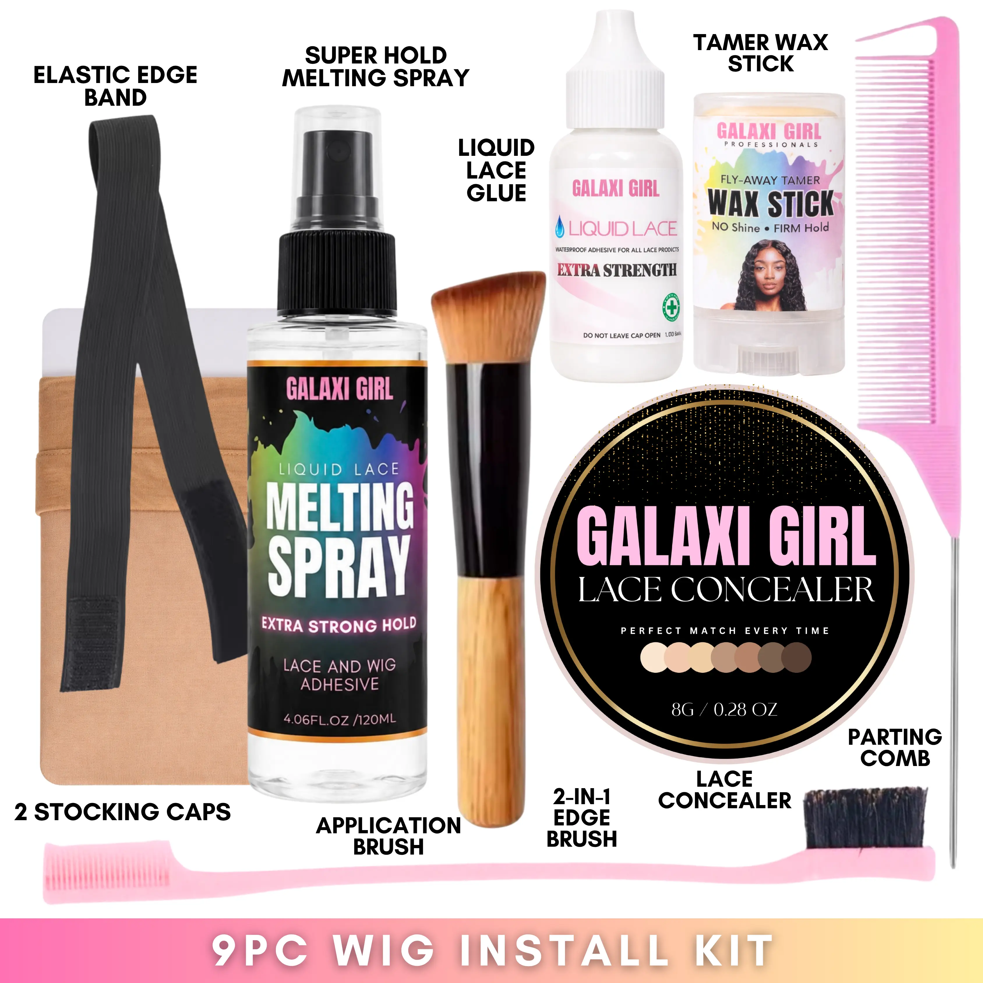 Pro Wig Install Kit + Lace Concealer (9pcs)