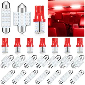 24 Pieces Dome Light LED Car Bulb Kit Set T10 31 mm 42 mm LED Festoon Bulbs Interior Replacement for Car Map Door Courtesy(Red)