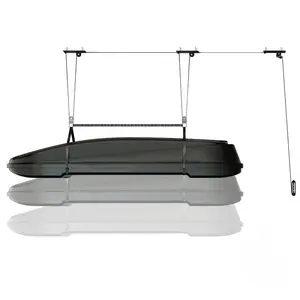 Garvee Heavy‑Duty Cargo Box Garage Pulley System, Ceiling Hoist Kit for 10–14 ft Ceilings, 200 Lbs Capacity with Dual Fixed‑Point Design, Adjustable Lifting Straps, Ideal Ceiling Mounted Storage Racks