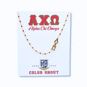 N201-The Sorority Necklace: Side Set Greek letters on Enamel Bead Necklace