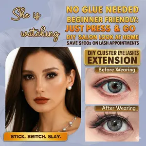 SHE IS WATCHING Self-adhesive Lash Clusters C Curl 10-14mm 100 Clusters Glue-free Eyelashes Extensions for Natural Look Easy Application Makeup Cosmetic
