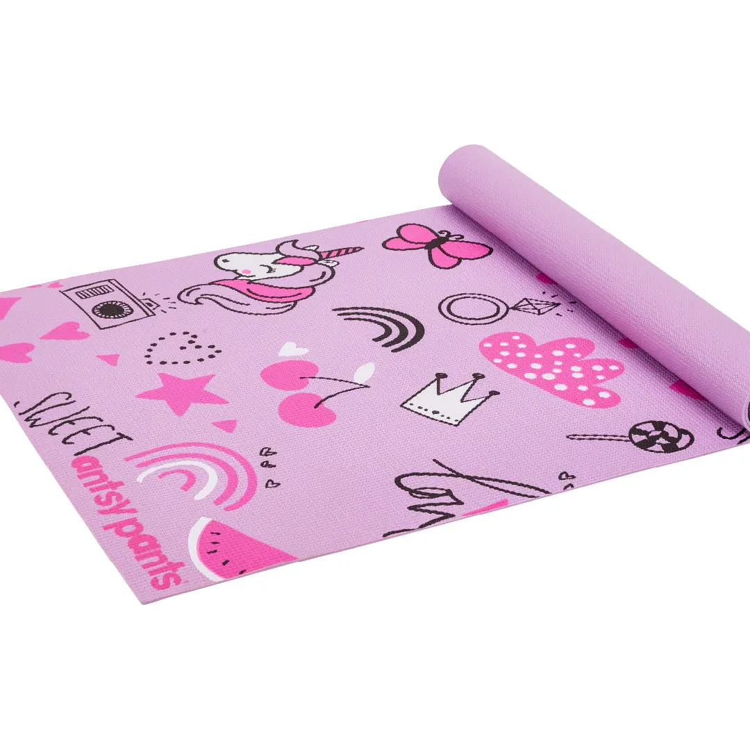 Antsy Pants Kids Yoga Mat - Pink 60” x 24”, Non-Slip, Sturdy Workout Yoga Mat for Kids, Toddlers, Size 3mm Thick, Free of Toxic Phthalates